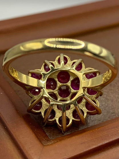 9ct Ruby Cluster Ring - M½