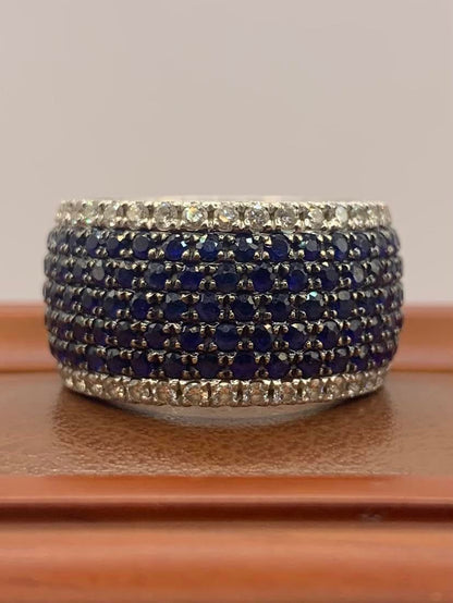 Heavy 18ct Sapphire & Diamond Full Eternity Band - R
