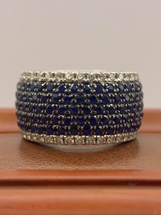 Heavy 18ct Sapphire & Diamond Full Eternity Band - R