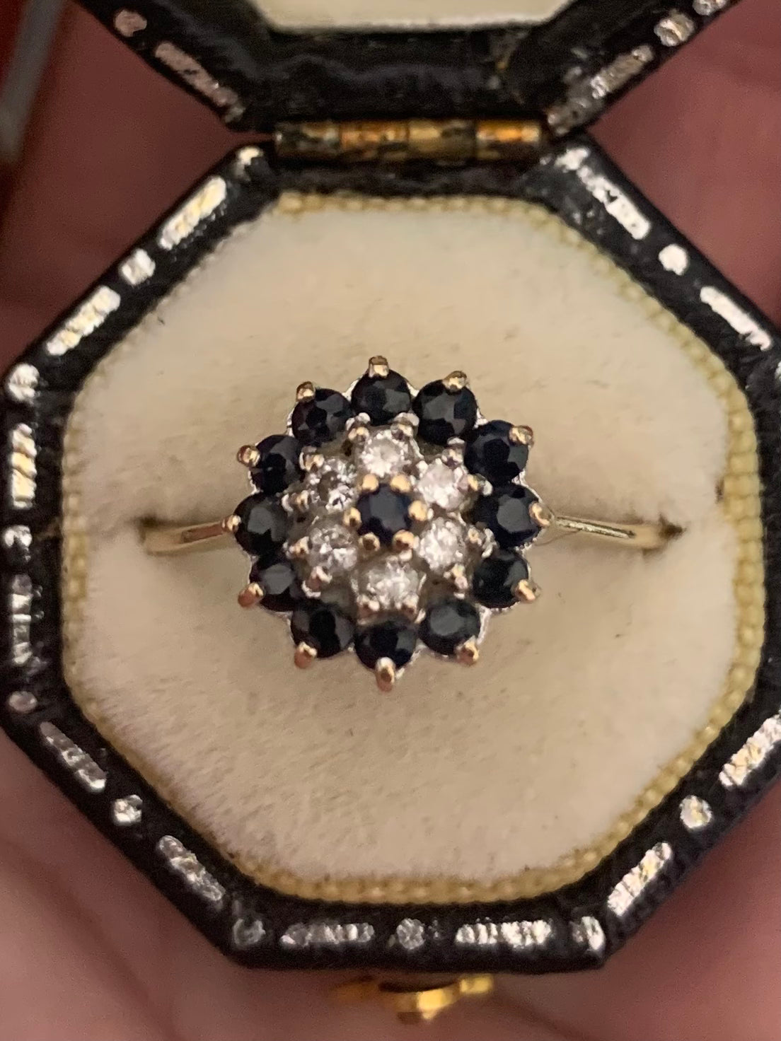 Vintage 9ct Sapphire & Diamond Ring - M½