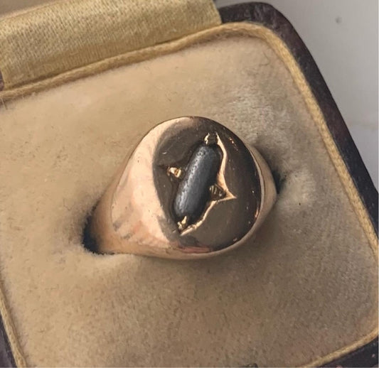 Antique 9ct WW1 Survivors Ring - L