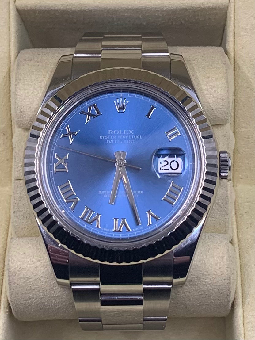 Rolex Datejust 41mm Azzurro Blue Dial With Box & Papers