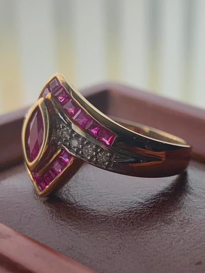 Modern Ruby & Diamond Set Ring - P
