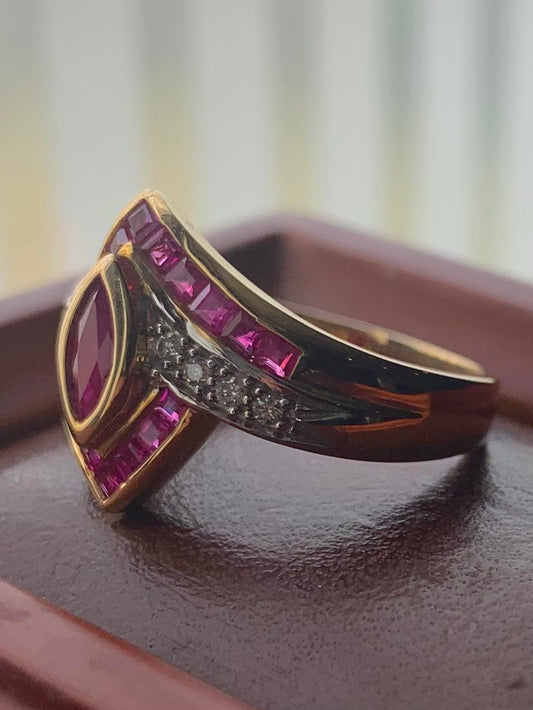 Modern Ruby & Diamond Set Ring - P