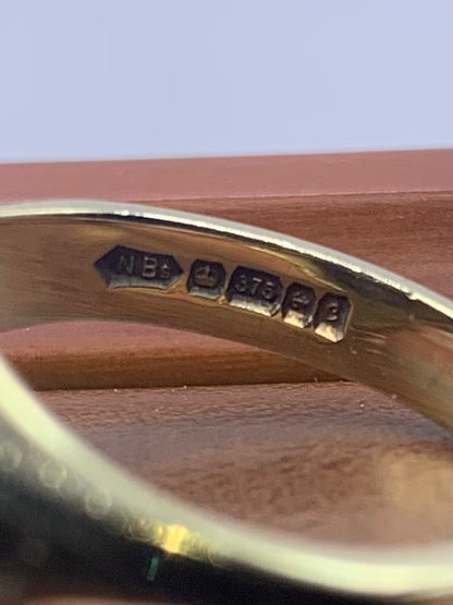 Vintage 9ct Gold & Hematite Centurion Head Signet Ring - R