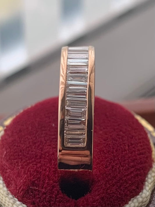 Quality 9ct Rose Gold 1.00ct Baguette Diamond Set Half Eternity - M½