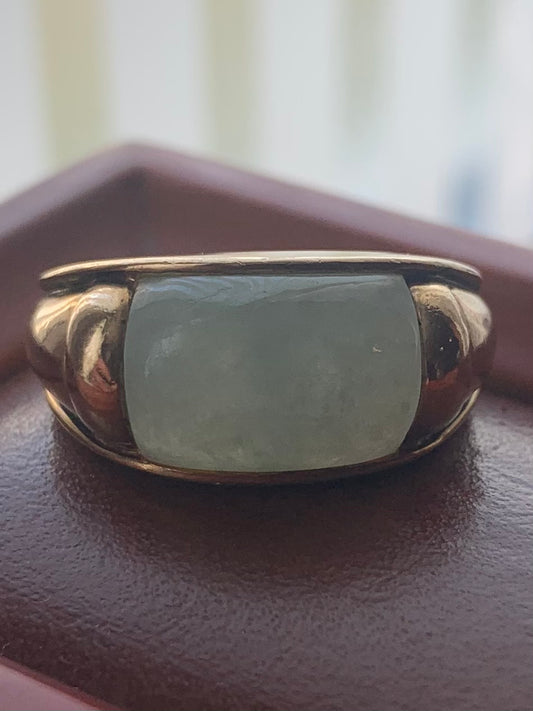 Heavy Vintage 9ct Jade Set Ring - N