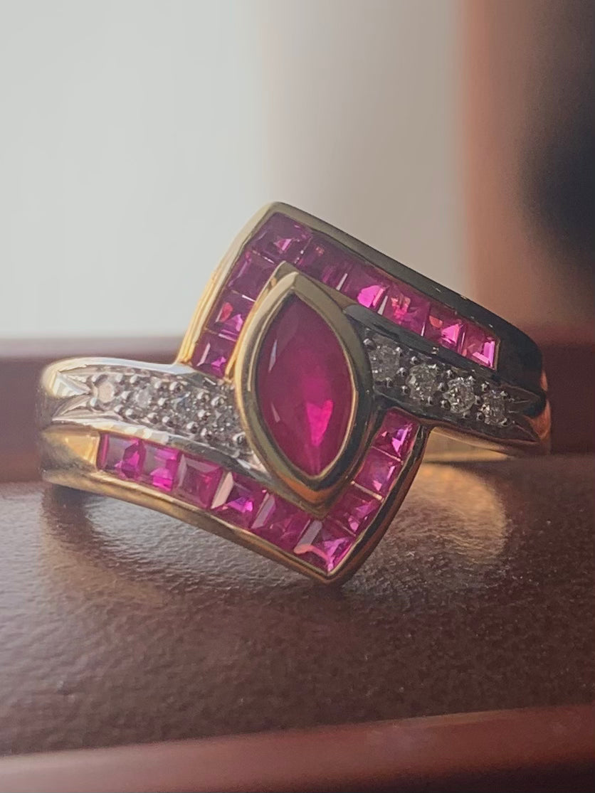 Modern Ruby & Diamond Set Ring - P