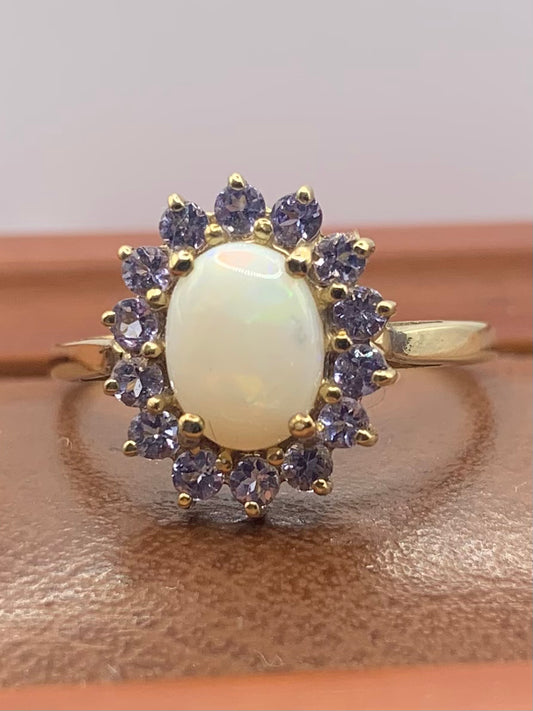 Opal & Tanzanite Set Ring - P½