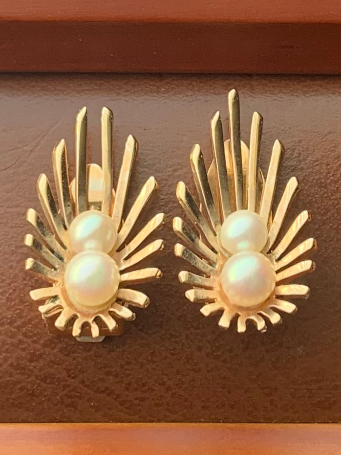 Vintage 9ct Pearl Set Earrings